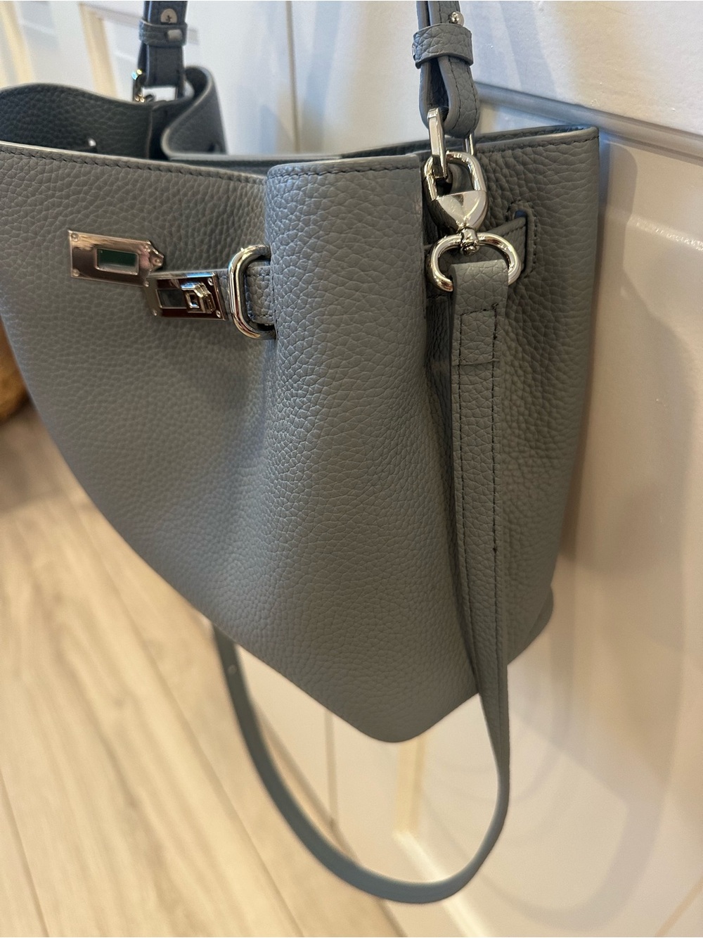 NEW Parker & Hyde steel grey Pebbled Leather Designer inspired Satchel/handbag - Picture 6 of 16